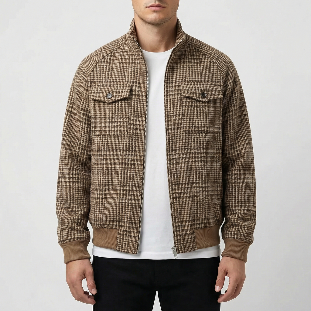 Dartmouth Cotton Houndstooth Collar Jacket