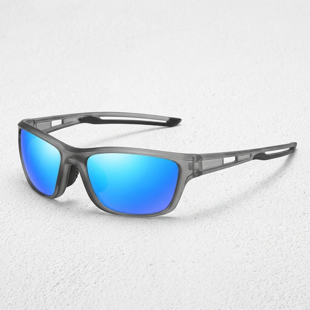 Silver frame — Blue mirror lens