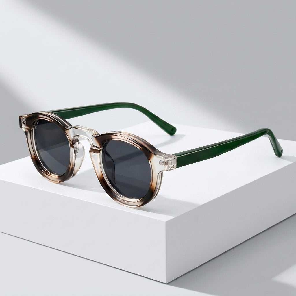 Silver Frame / Green Arm / Grey Lens