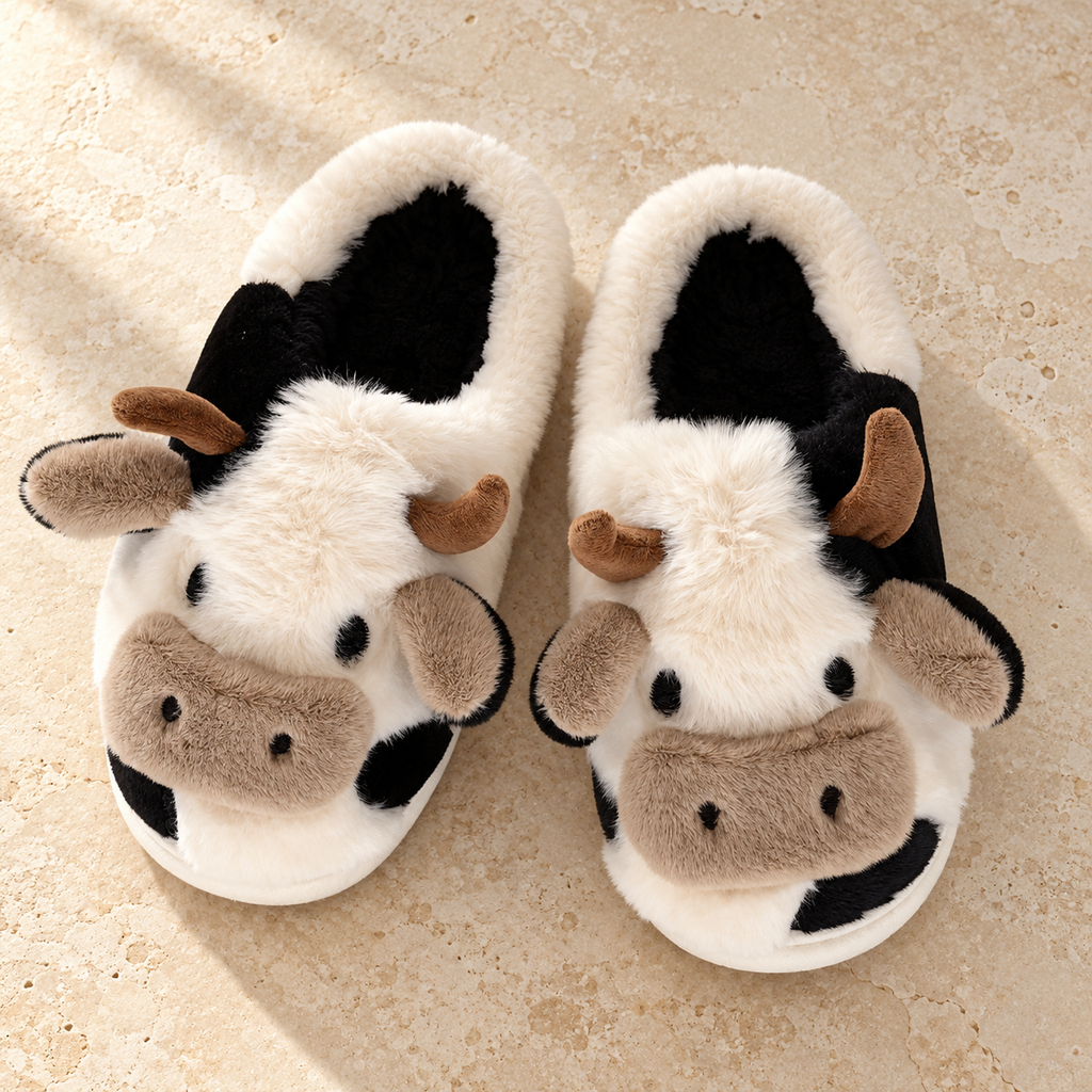 MooMoo Plush Cow Slippers
