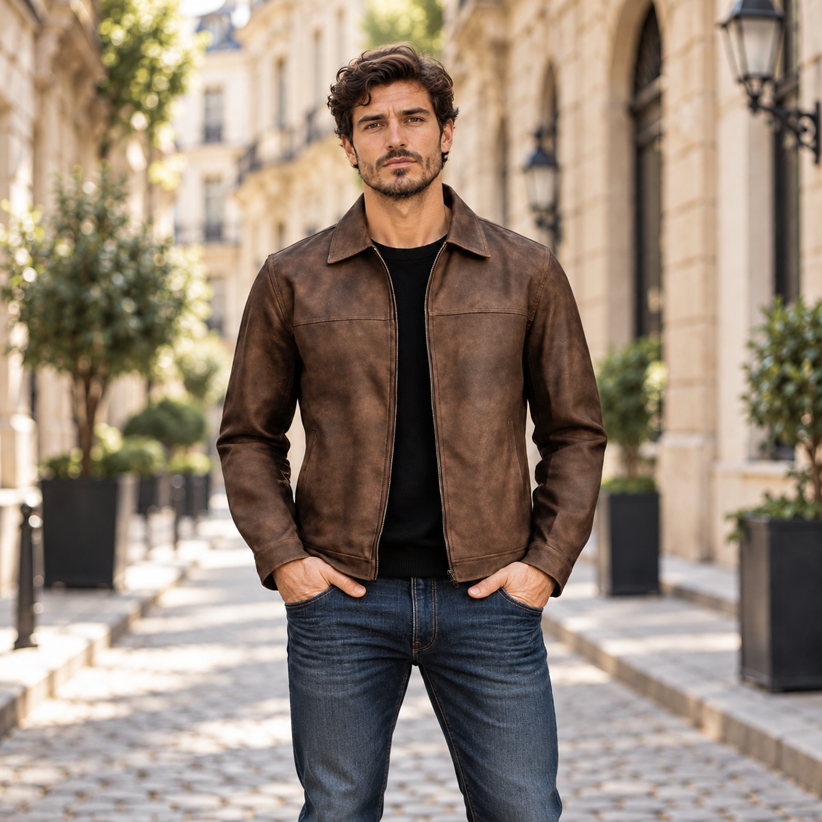 Rivero Zip Leather Jacket