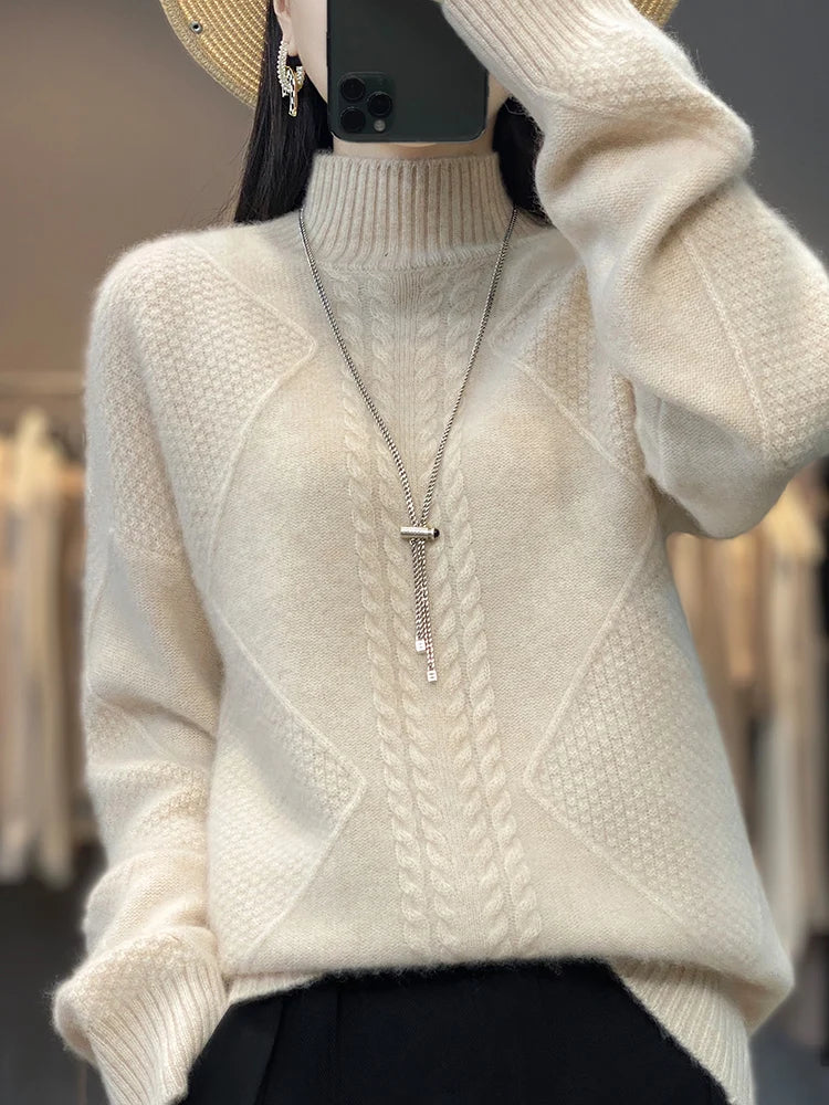 Velouré Luxe Knit Turtleneck Sweater