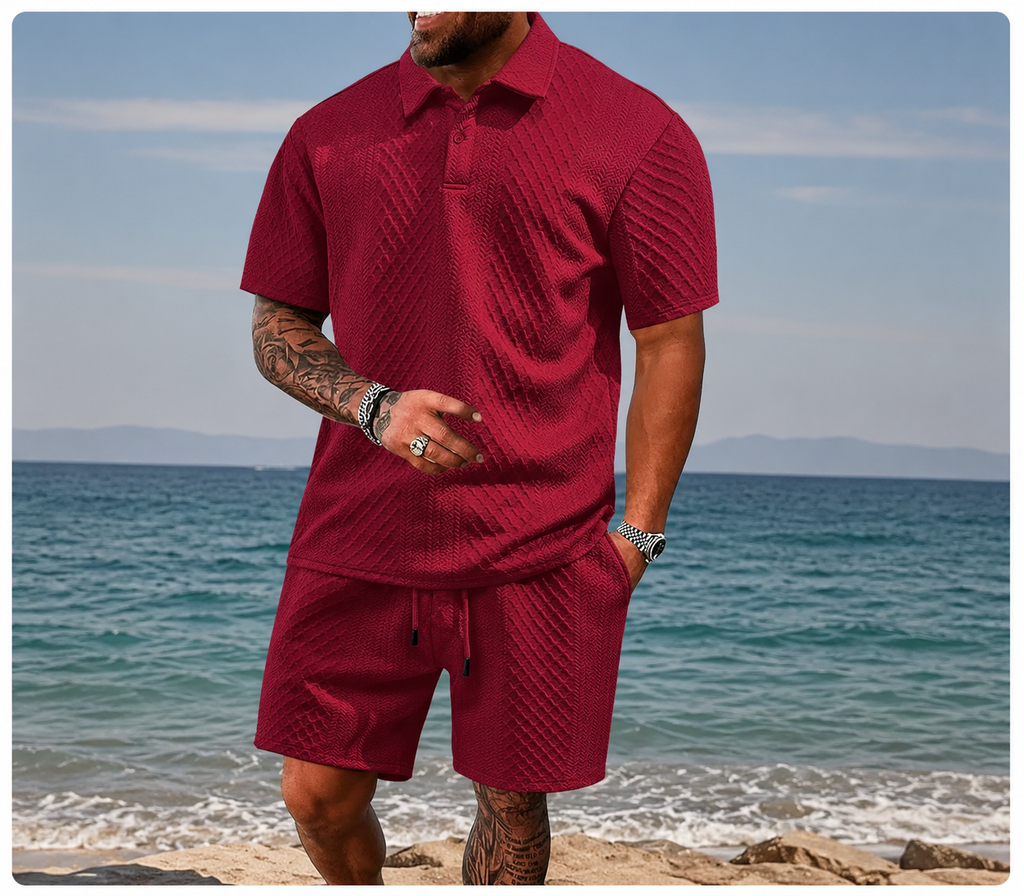 St Tropez Textured Polo Set