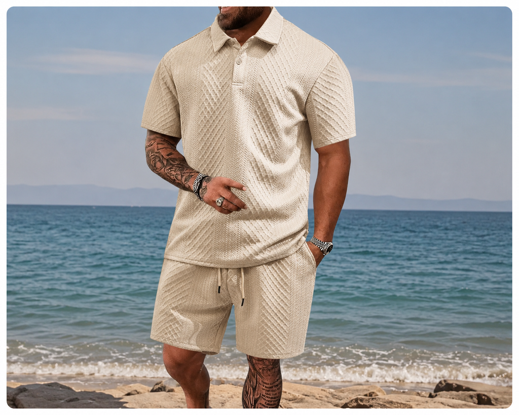 St Tropez Textured Polo Set