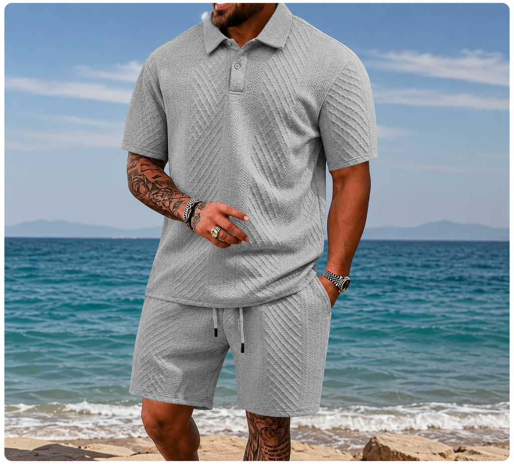 St Tropez Textured Polo Set