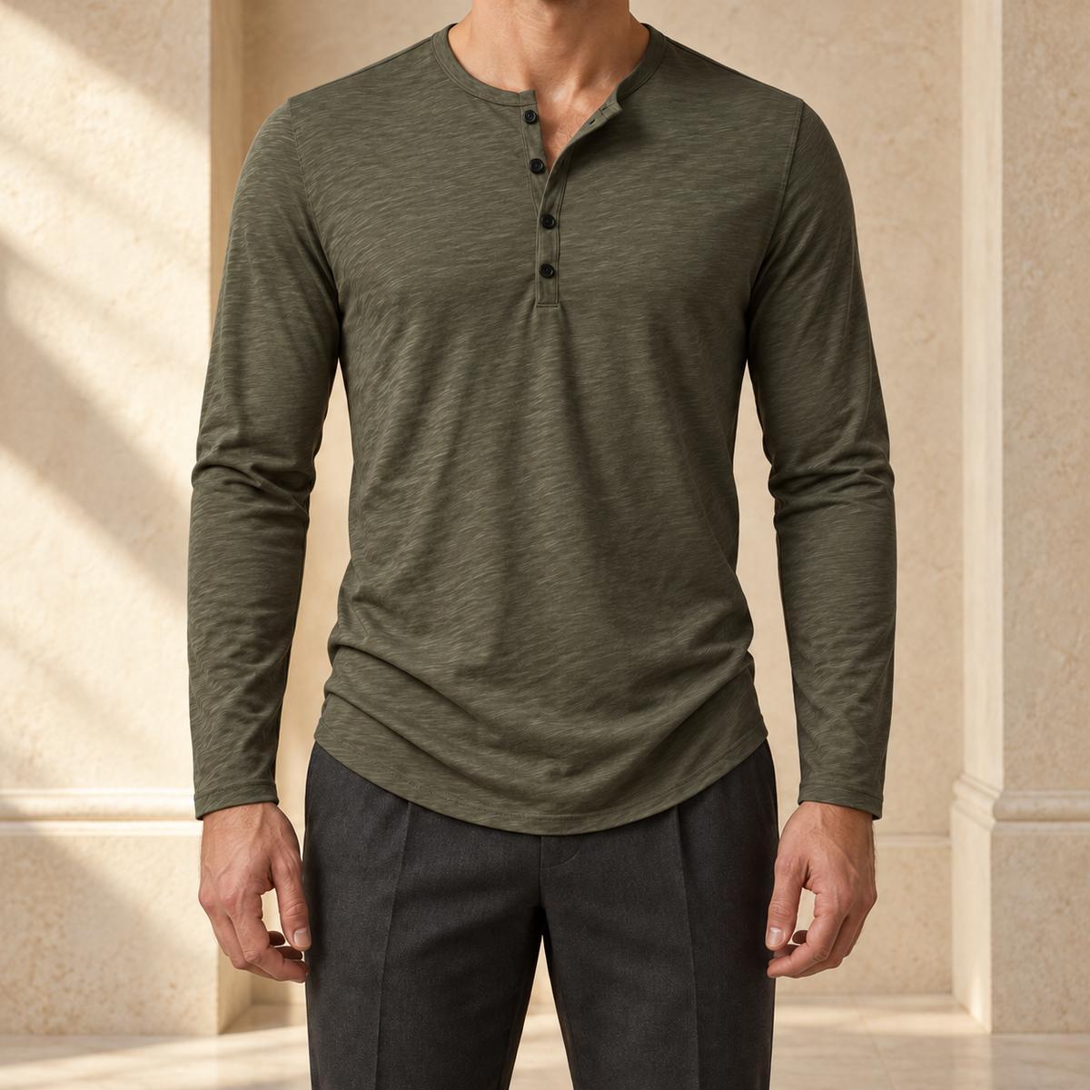 Hudson Textured Long-Sleeve Henley