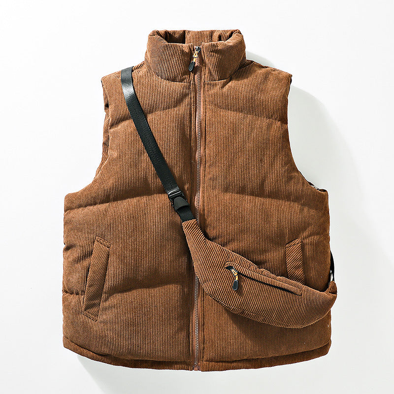 Corduroy Puffer Vest with Matching Body Bag