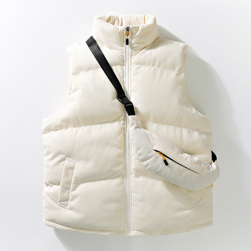 Corduroy Puffer Vest with Matching Body Bag