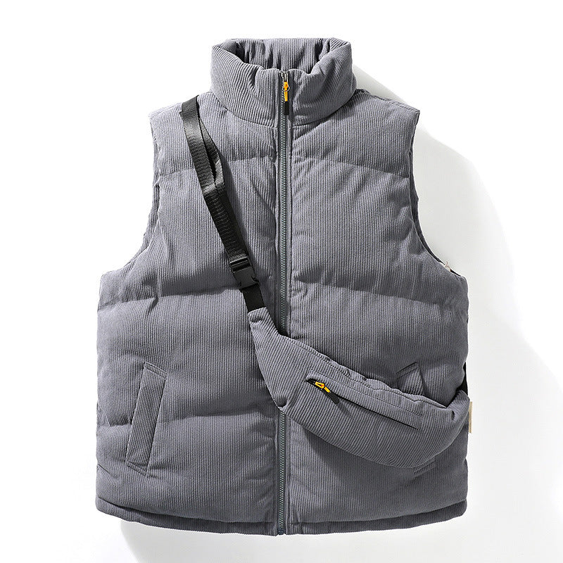Corduroy Puffer Vest with Matching Body Bag