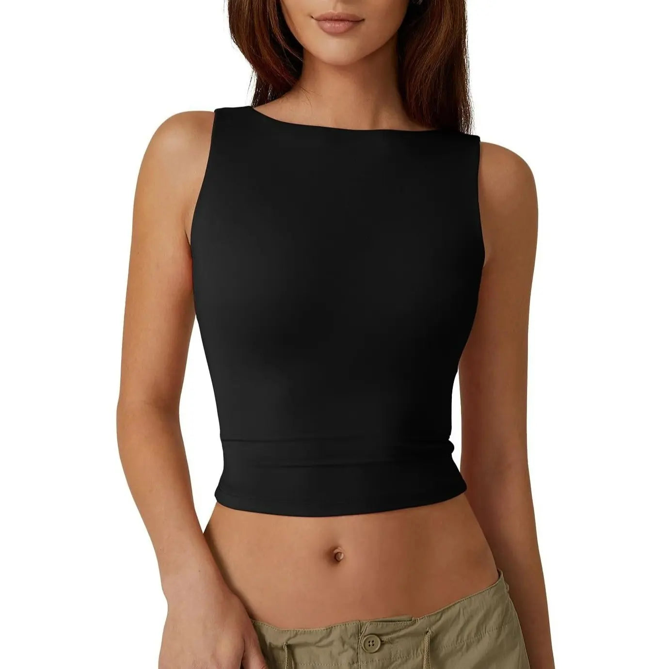 Novera Sculpted Backless Neck Crop Top