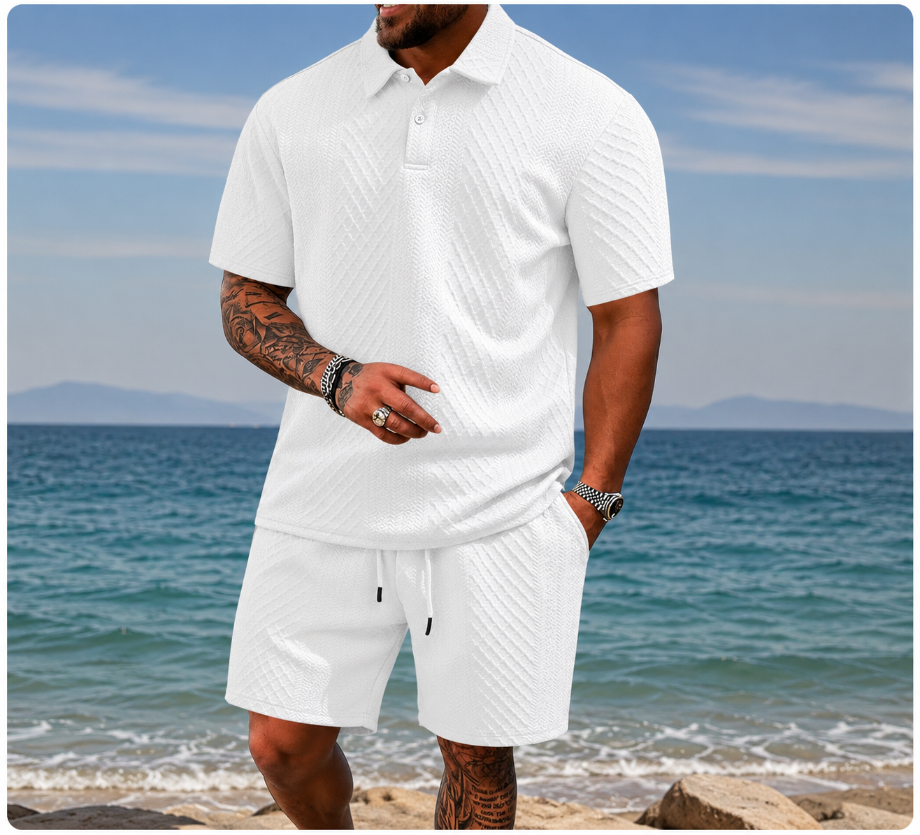 St Tropez Textured Polo Set