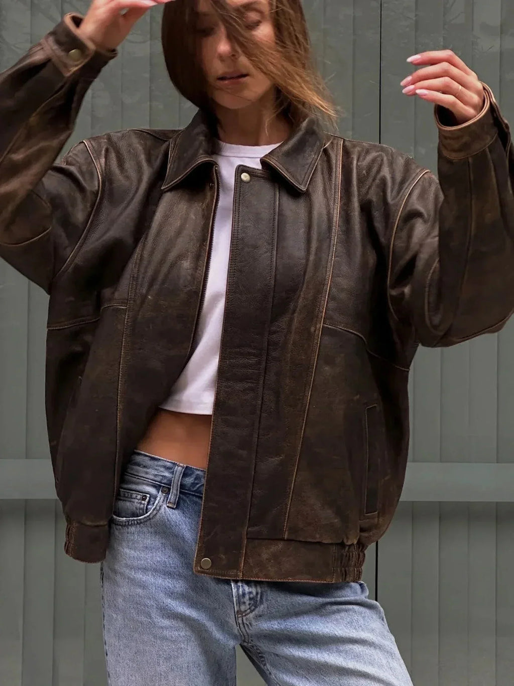 Veronica Oversized Leather Jacket