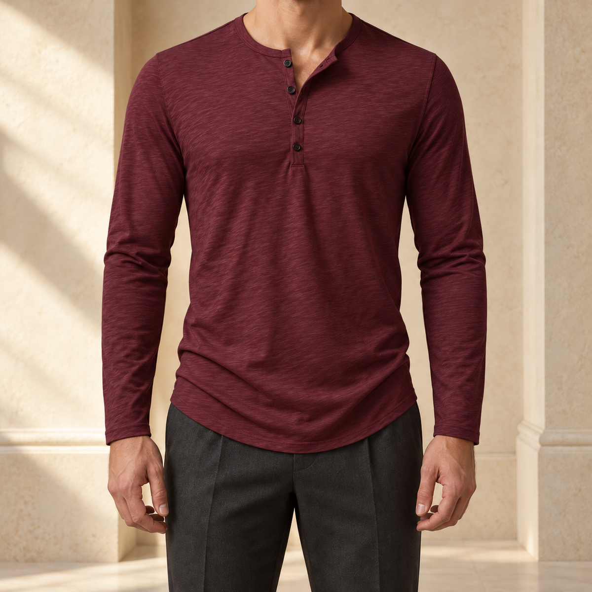 Hudson Textured Long-Sleeve Henley