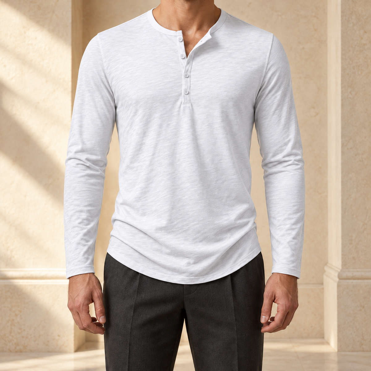 Hudson Textured Long-Sleeve Henley