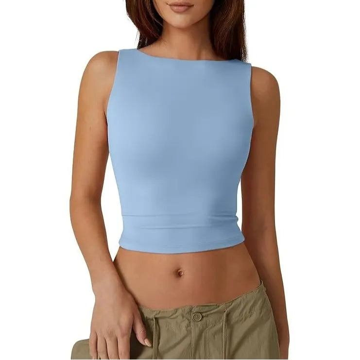 Novera Sculpted Backless Neck Crop Top