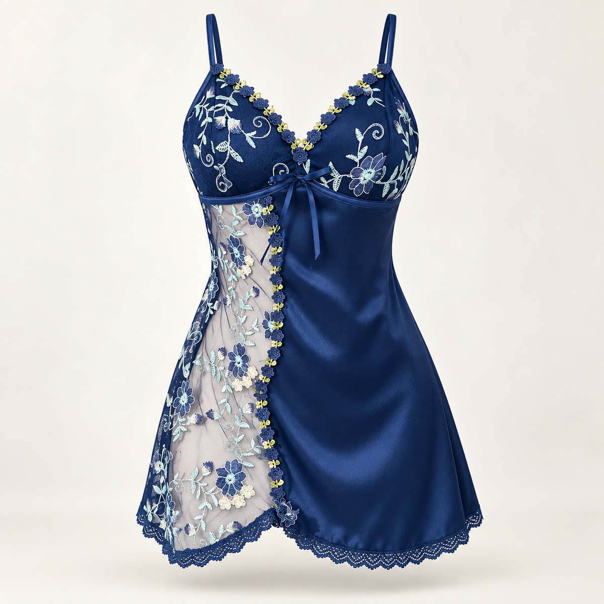 Rosavelle Women’s Floral Embroidered Satin Nightdress