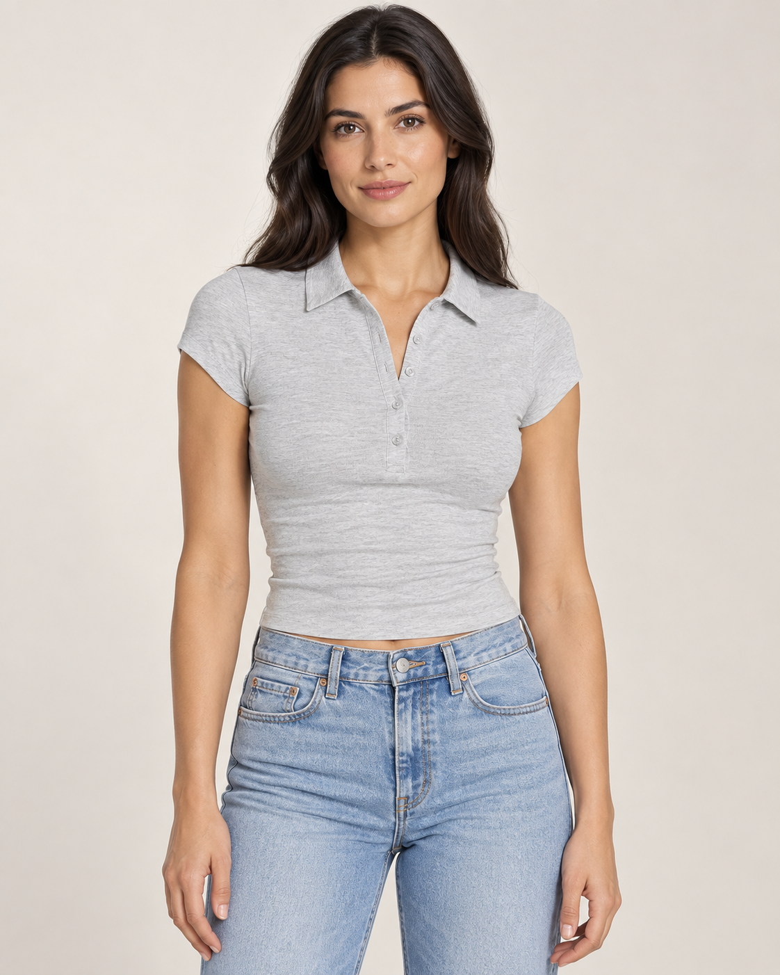 Valencia Fitted Cropped Polo Top