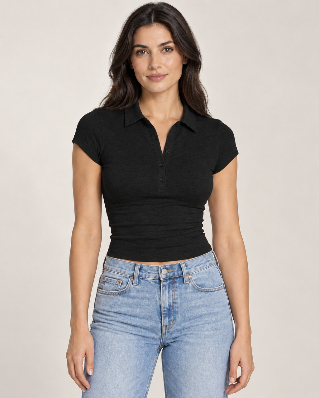 Valencia Fitted Cropped Polo Top