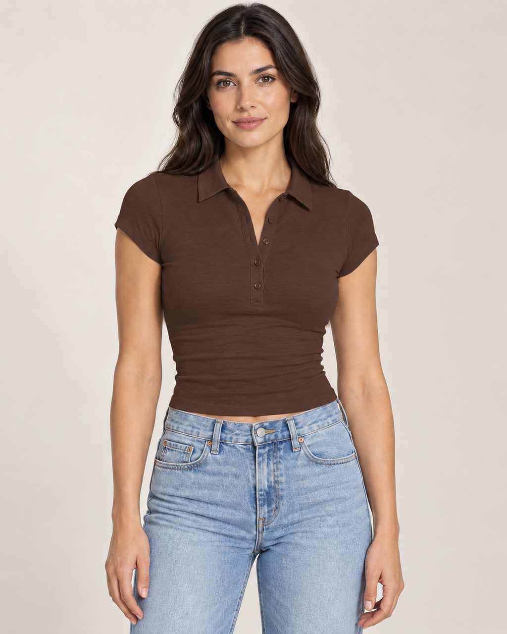 Valencia Fitted Cropped Polo Top