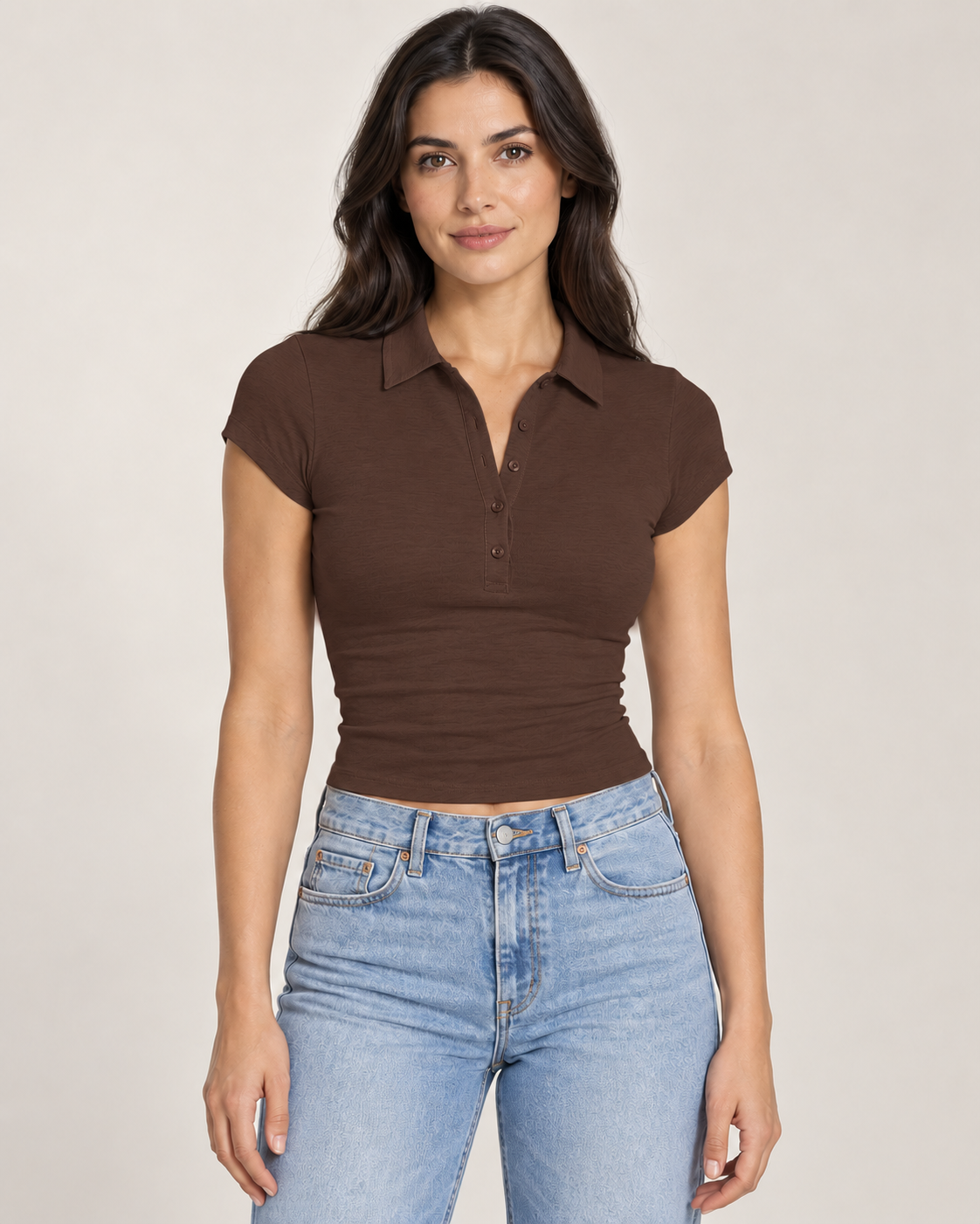 Valencia Fitted Cropped Polo Top