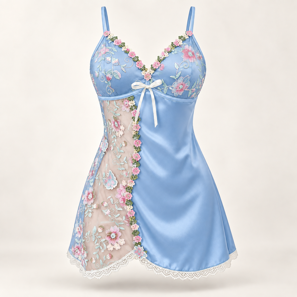 Rosavelle Women’s Floral Embroidered Satin Nightdress