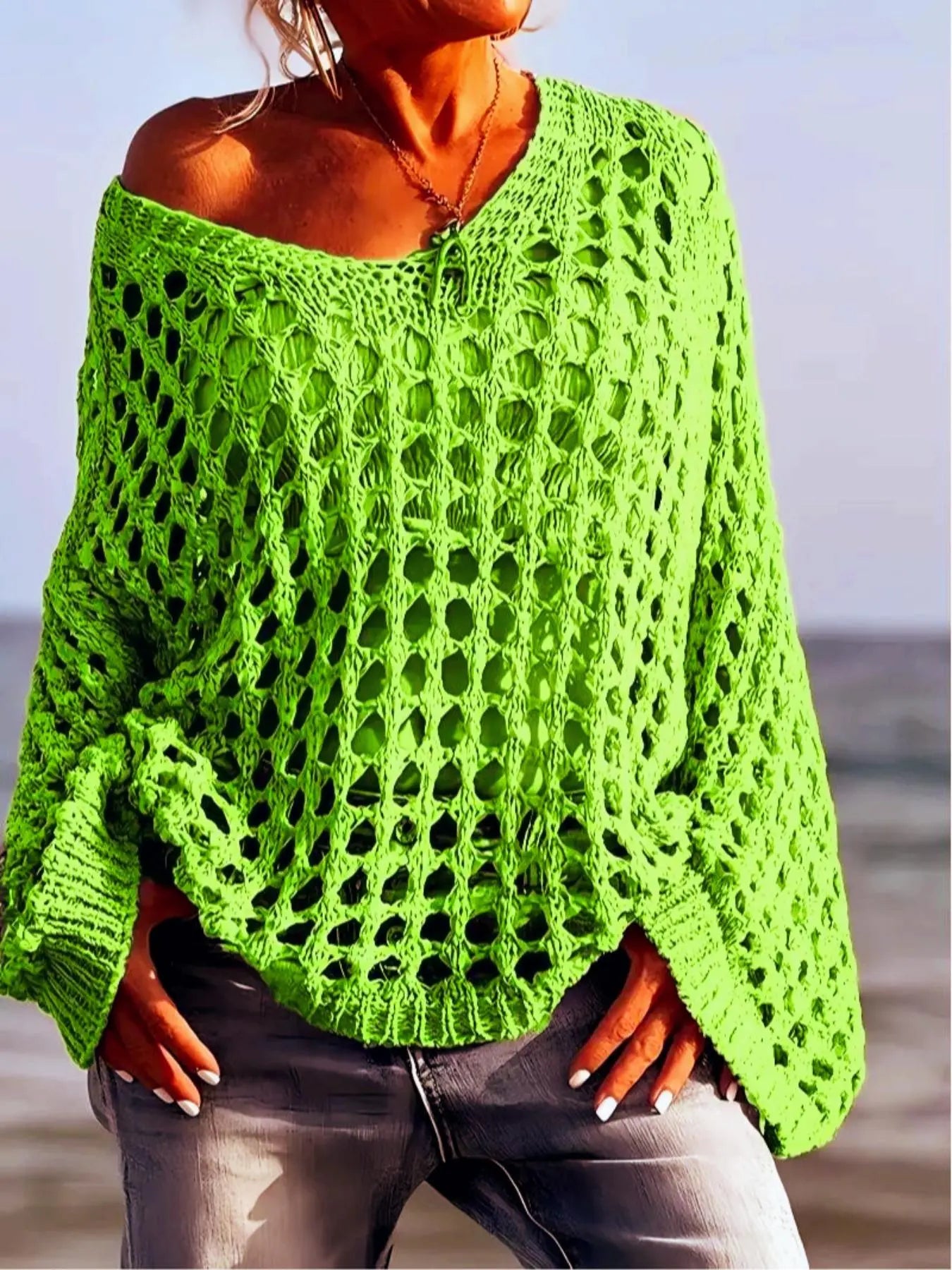 Solvane Crochet Knit Sweater