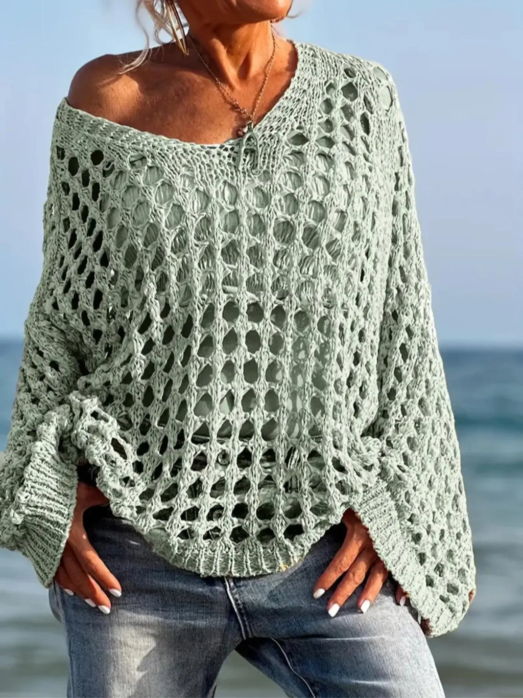 Solvane Crochet Knit Sweater