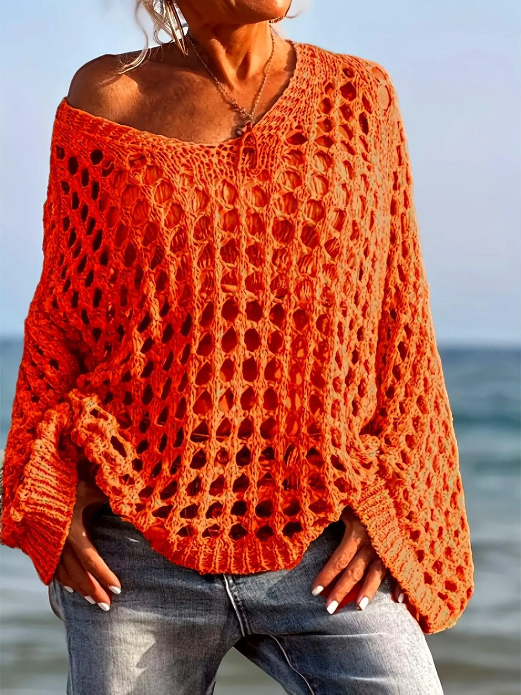 Solvane Crochet Knit Sweater