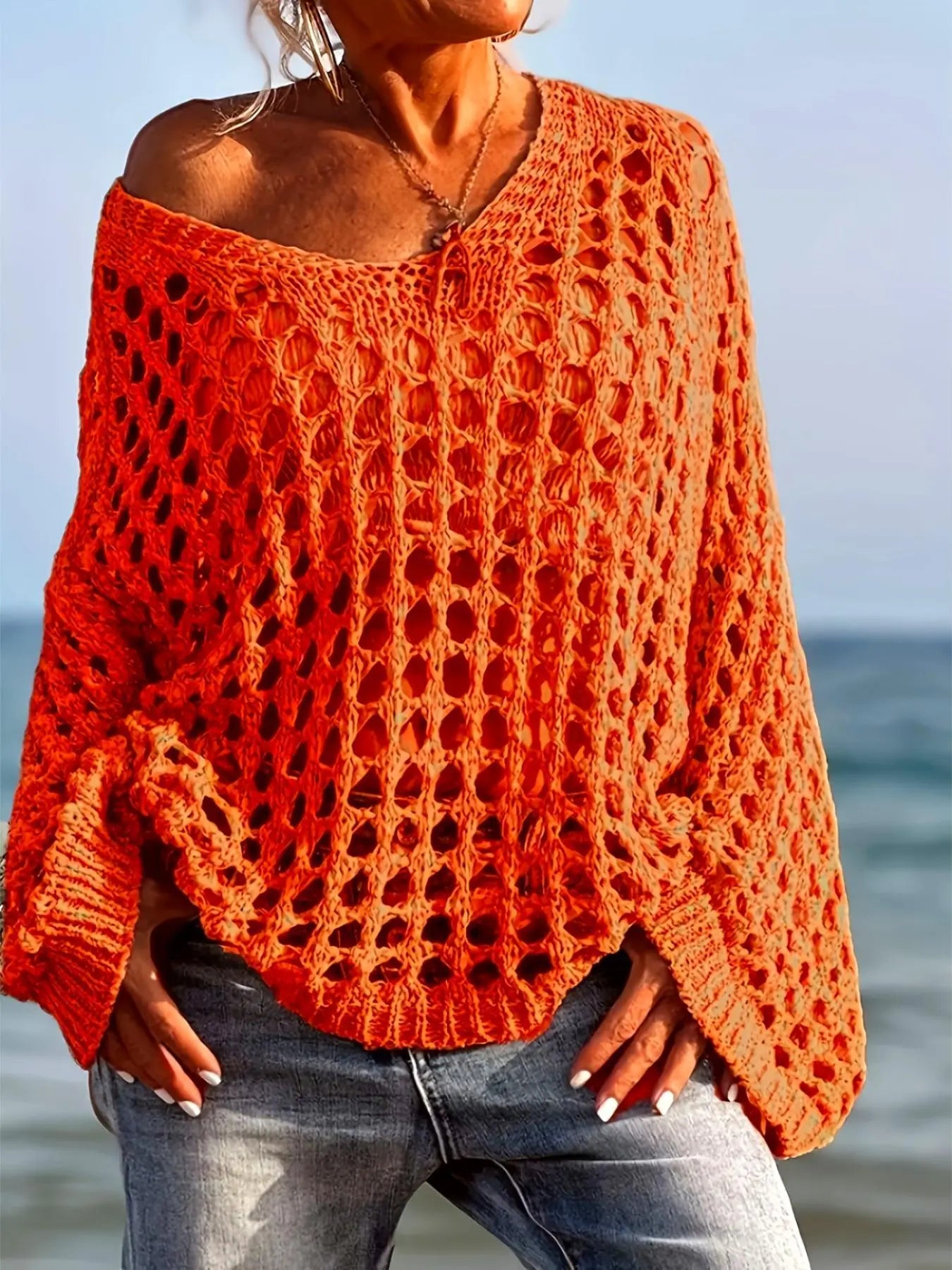 Solvane Crochet Knit Sweater