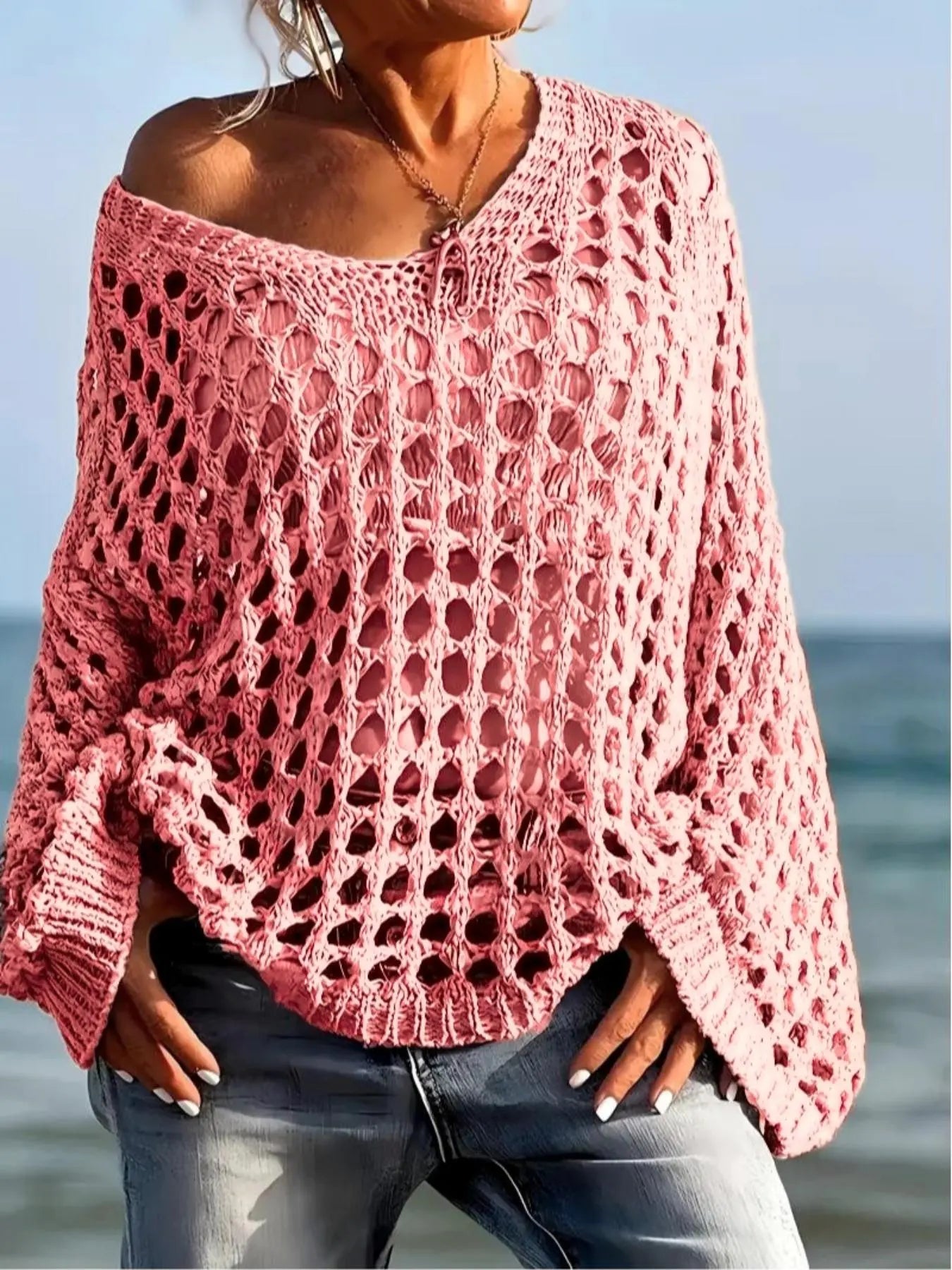 Solvane Crochet Knit Sweater