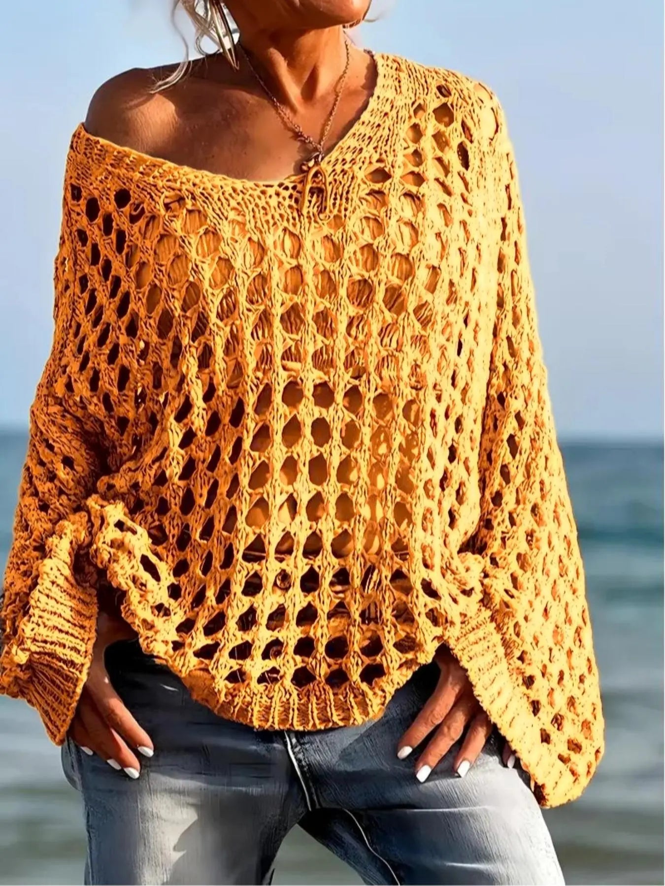 Solvane Crochet Knit Sweater