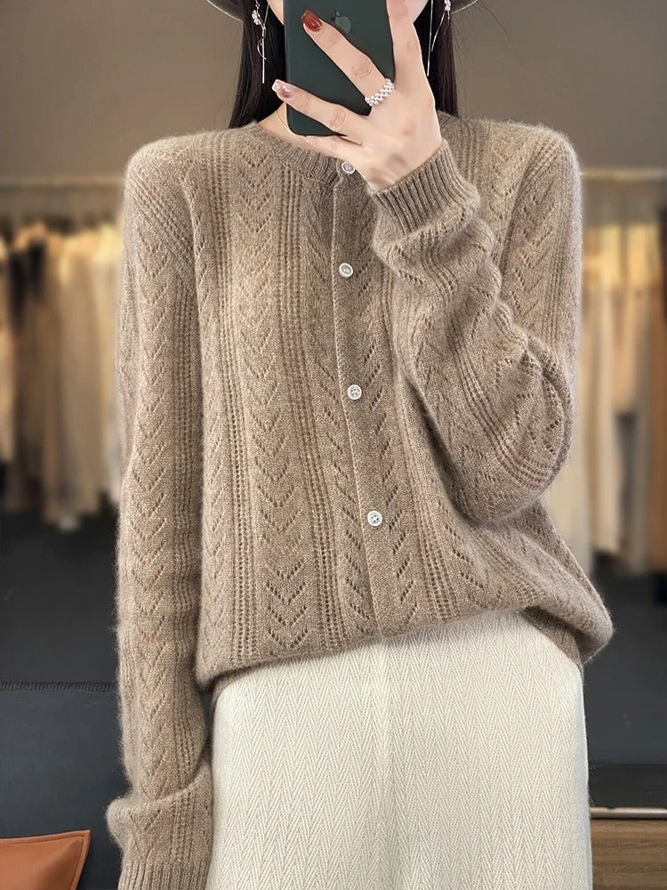 Santorini 100% Wool Cardigan - Benson & Clark