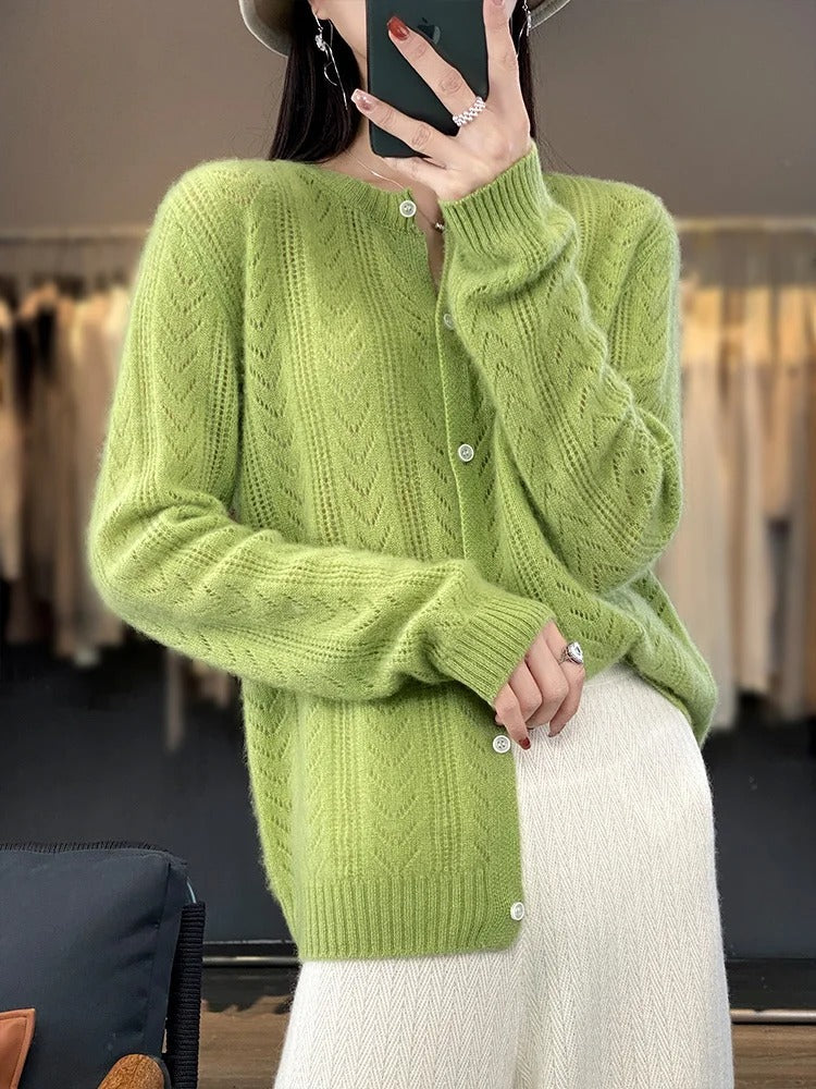 Santorini 100% Wool Cardigan - Benson & Clark