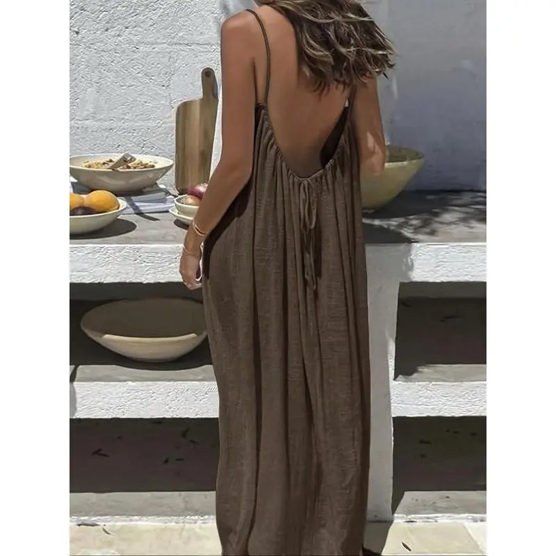 Santina Open-Back Maxi Dress