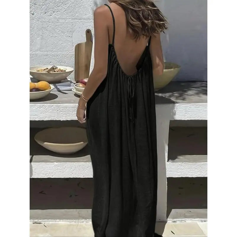 Santina Open-Back Maxi Dress