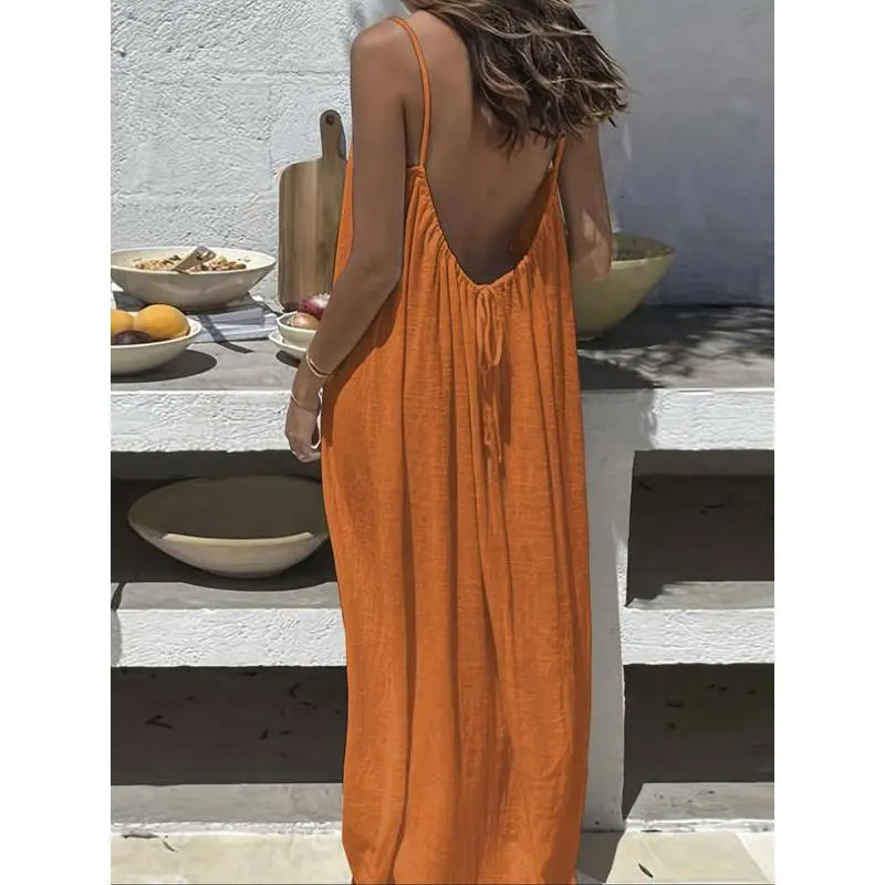Santina Open-Back Maxi Dress